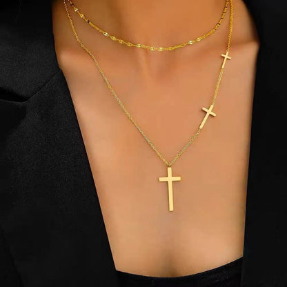 Divina Layered Cross Necklace