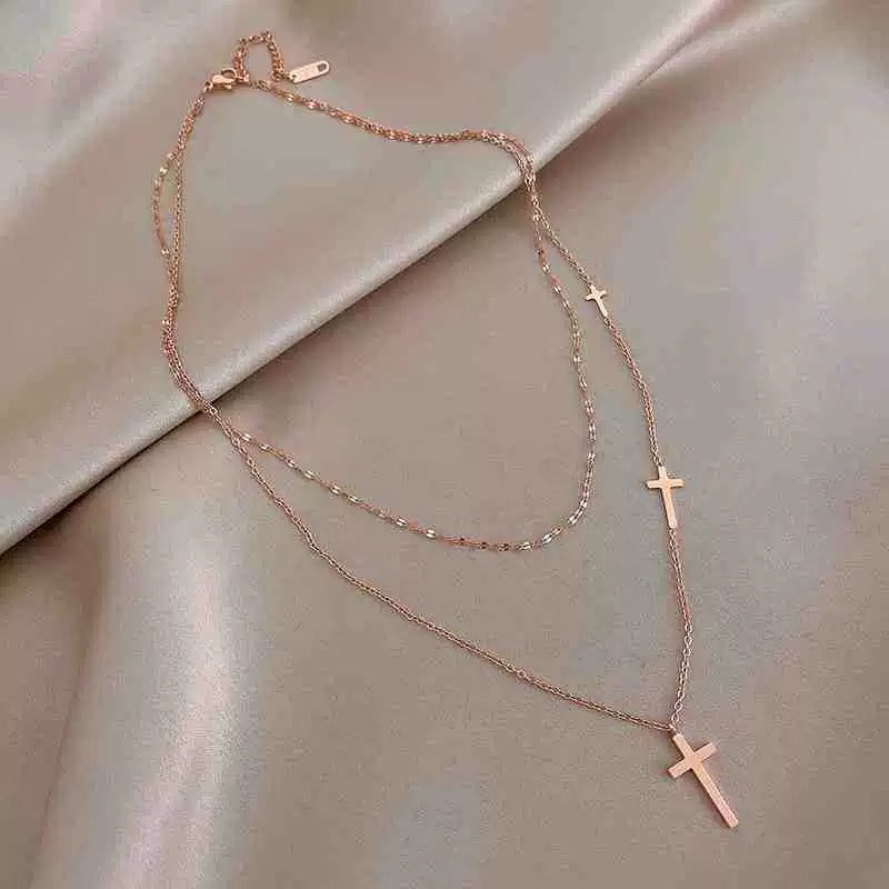 Divina Layered Cross Necklace