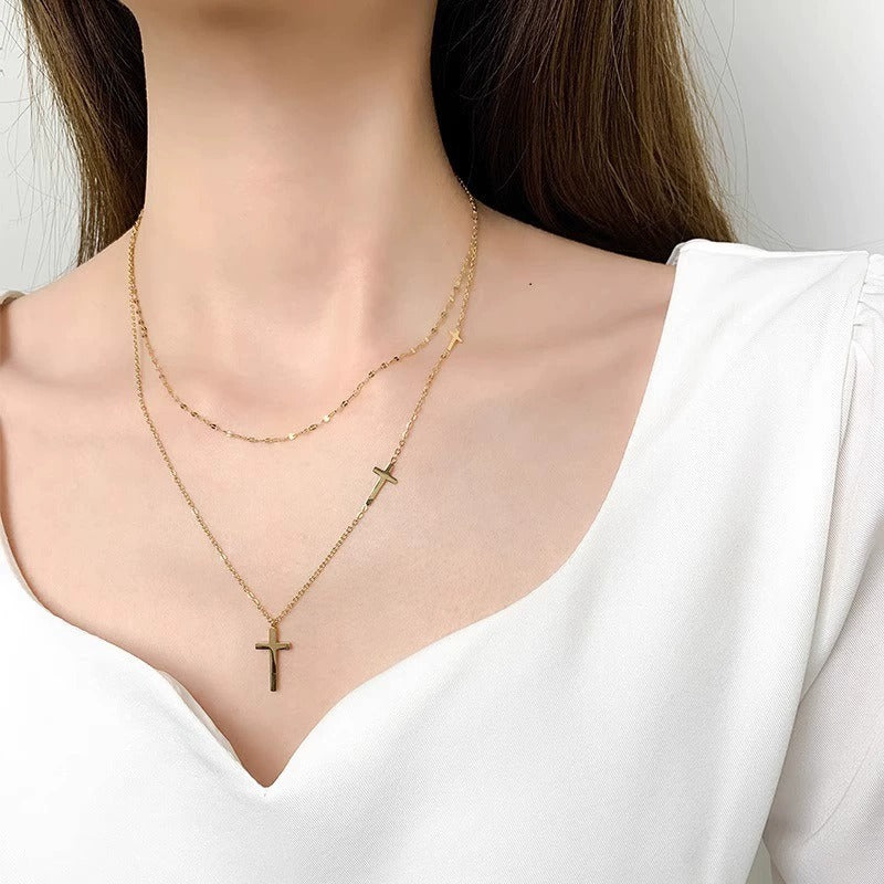 Divina Layered Cross Necklace