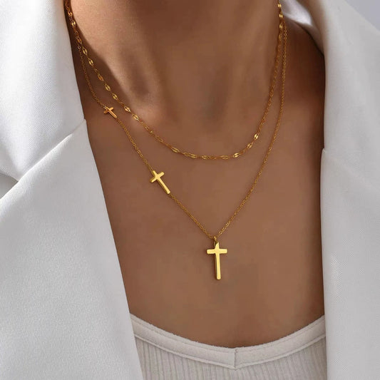 Divina Layered Cross Necklace