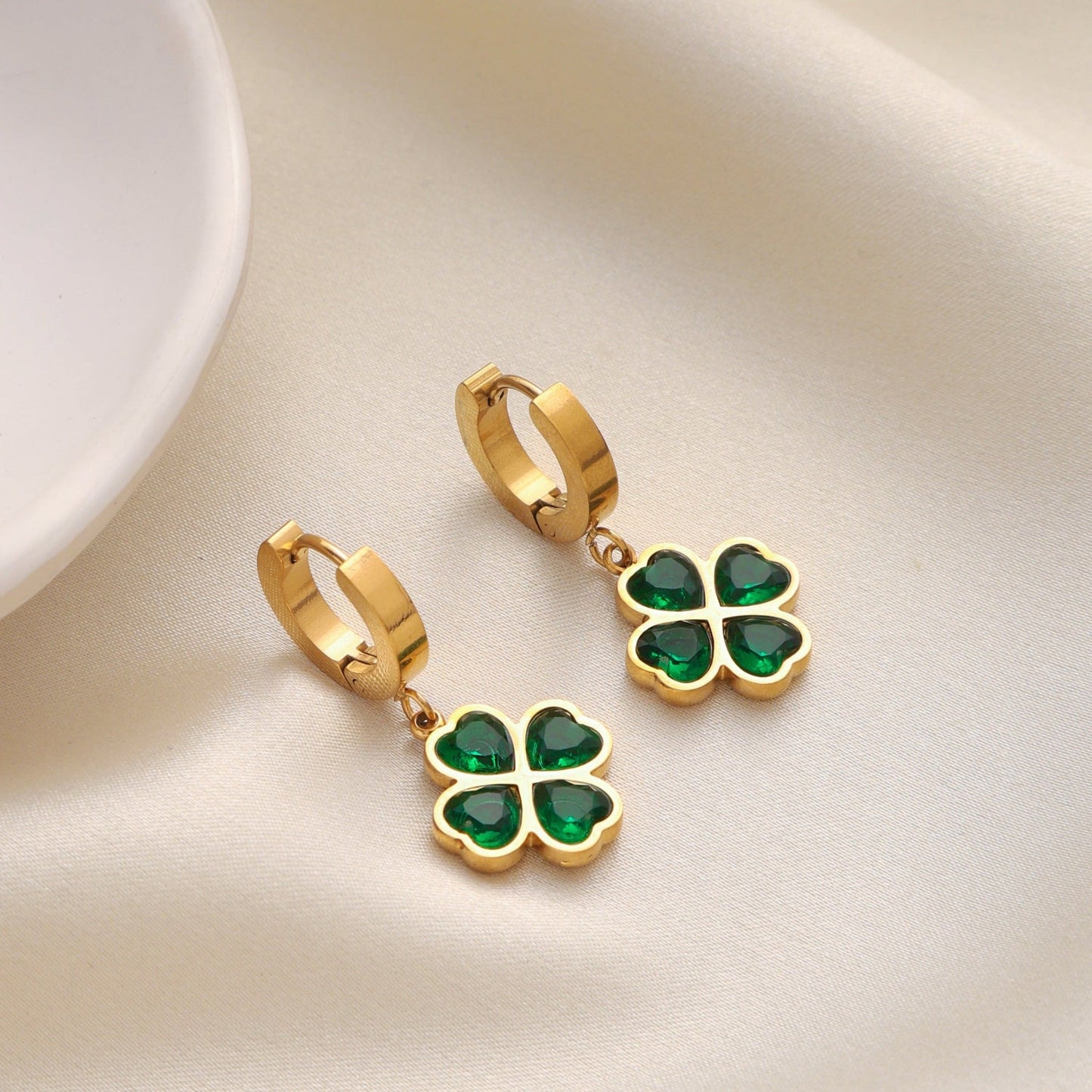 Emerald Clover Earrings