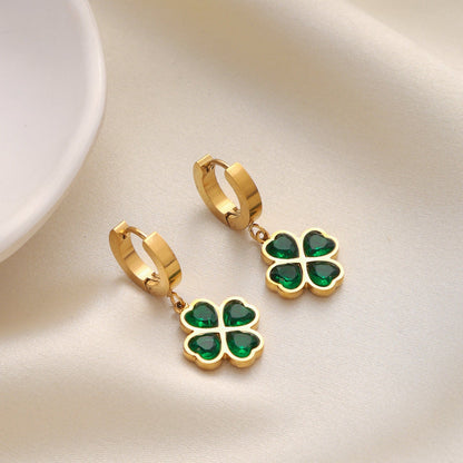 Emerald Clover Earrings